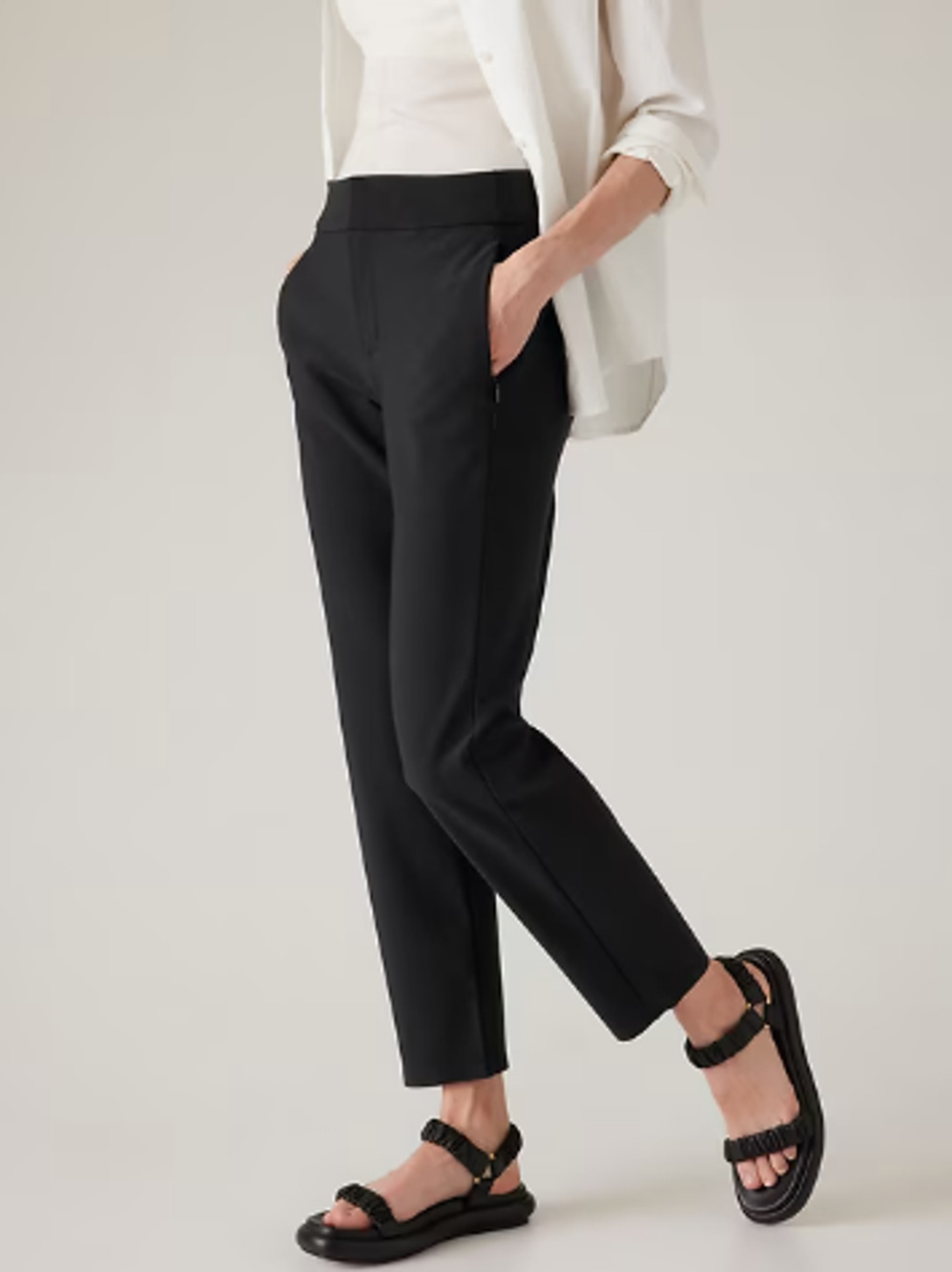 Athleta 4 TALL black Stellar Trouser pant work good quality travel structured